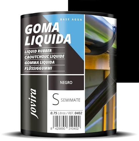 JOVIRA PINTURAS Caucho Líquido - Goma Líquida al Agua. Impermeabilizante especial para sellar, proteger y reparar. (750 Mililitros, Negro) B-21