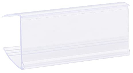 sourcing map Etikettenhalter zum Aufstecken, 60 x 27 mm, transparenter Kunststoff, für Drahtregale, 20 Stück