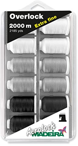 Madeira Aerolock Nr. 180 2000 Meter Overlock Extrafein, Weiß und Schwarz