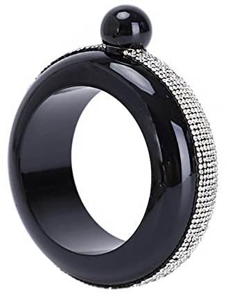 Tiardey Matraz de Brazalete,Frasco de Pulsera portátil de Acero Inoxidable Liso de 3,5 oz para Fiestas,Actividades al Aire Libre,Ideas de Regalos,Diamantes de imitación Negros