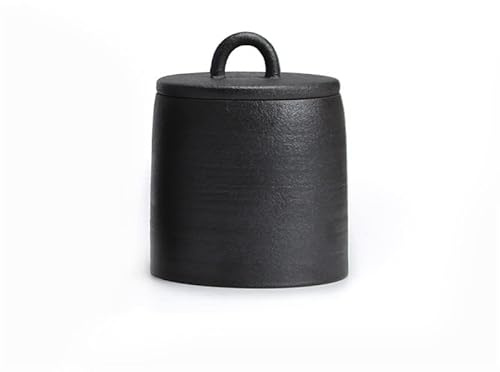 Japanese Ceramic Sealed Tea Caddy Coarse Pottery Large Vintage Spice Jar Household Candy Storage Tank Food Container Canister (D)