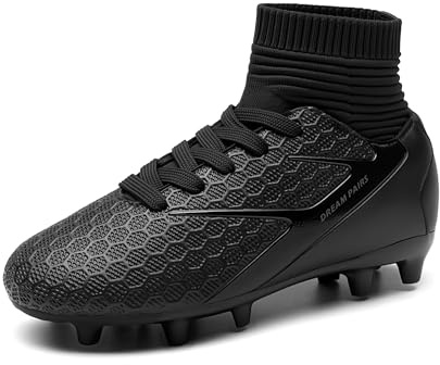 DREAM PAIRS Fußballschuhe Kinder Jungen Fußballschuhe Mädchen Atmungsaktive Fussball Schuhe Unisex Trainingsschuhe Sportschueh für Outdoor Alles SCHWARZ HZ19002K-E Größe 34 (EUR)