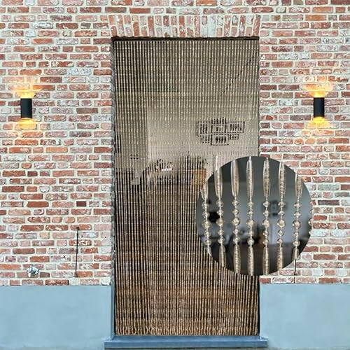Trente Rideau à perles de différentes tailles et couleurs pour porte de balcon, moustiquaire à perles anti-insectes, champagne, 90 x 200 cm