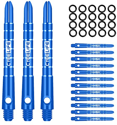 CyeeLife Pro Dart-axlar aluminium 15 st med 20 st gummi O-ringar, blå 48 mm
