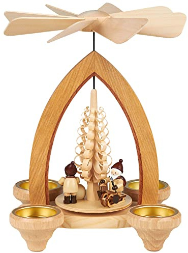 Seiffener Volkskunst | Erzgebirgische Weihnachtspyramide | 25 cm hoch | traditionelle Volkskunst aus dem Erzgebirge | mit Weihnachtsmotiv