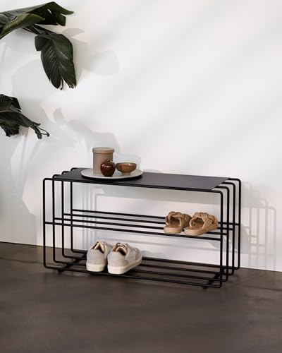 Metallbude Schuhregal NEVA Schwarz - Schuhbank aus Metall - Perfekt für Deine Gaderobe - Kratz-, Stoß- & Schlagfest - 80x30x41 cm