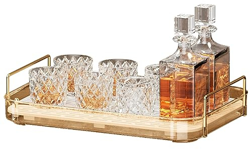 Almacenamiento para mostrador de baño, Organizador de cosméticos para el Cuidado de la Piel, Bandeja de Alimentos para Tazas de café, Estante de Especias de Cocina, Estante de Vidrio de Whisky