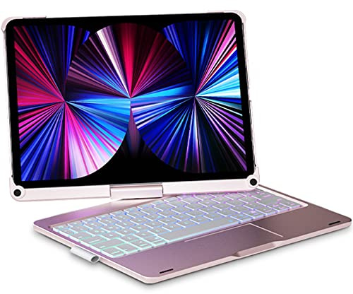 Lecsas Funda con teclado giratorio de 360 grados para iPad de 9ª generación con trackpad inteligente para iPad Pro de 10.2 pulgadas, 9ª generación, 8ª 7ª generación, iPad Air de 3ª generación, iPad