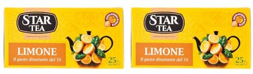 Tè STAR Tea Limone, 25 filtri, miscela pregiata, 100% naturale, pausa deliziosa e piacere intenso. Perfetto per una piacevole pausa da soli o in compagnia. (Confezione da 2)