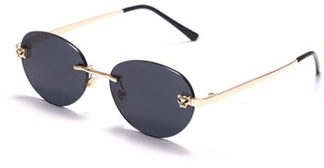 HPIRME Ovale randlose Vintage-Sonnenbrille für Damen und Herren, Retro-Okulare, Brillen, 4, Einheitsgröße