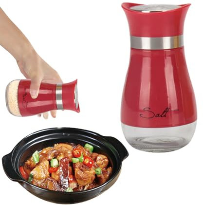 Lumiscent Salt and Pepper Shaker, Seasonings Bottle, Glass Bottom Salt Shaker with Stainless Lid. Jars, Salt and Pepper Pots for Kitchen, BBQ, Camping, Restaurant, Dining Table