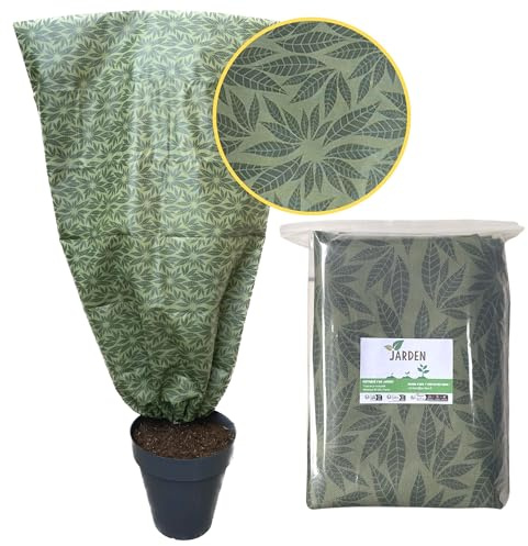 Jarden© Set di 4 Copertura Invernale Piante 140x200cm Spessore 50g/m² - Disegno Fogliame Verde - Protezione Invernale per Piante, Cappuccio Tessuto Non Tessuto - Resistente e Facile da Installare