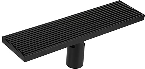 Linearer Duschablauf, Edelstahl-Bodenablauf Mit Abnehmbarem Gitter, Rechteckiger Duschbodenablauf, Verdeckter Linearer Ablauf Mit Haarsieb, Mattschwarz, 30 Cm