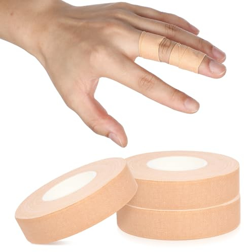 Hautfarbe Fingertape Stark, 3 Rollen Tape Sport Kinesiologie Tape Sporttape Fingertape Physio Tape Sporttape Weiß Tapes Fussball Sporttape Medizinisches Klebeband Fußtape für Klettern, 1.5cmX10m