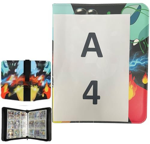 Giftpot Trading Card Binder 9 Pocket with 60 Removable Sleeves, 1080 Pockets Collectible Cards Storage Holder Album, PU Leather Zipper Carrying Card Binder Folder for Kids Adult Birthday Gifts