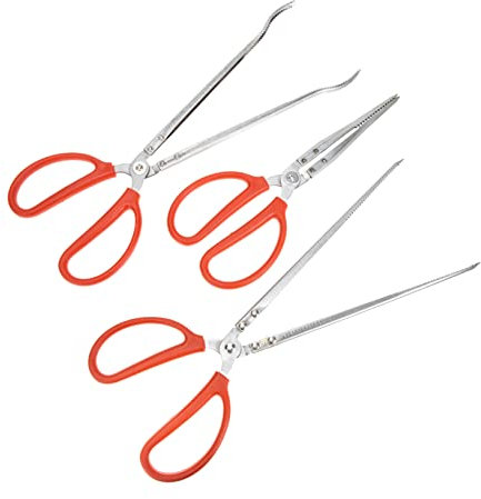 PRETYZOOM Pinces à Homard Professionnelles 28-38 Cm Acier Inoxydable Antidérapantes Multifonction pour Pêche Cuisine Lot de 3 (pince Droite et Courbée