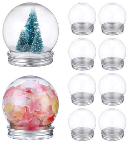 10 Stück Schneekugel Zum Selbermachen Durchsichtig Kunststoff Leere Schneekugeln-Set 150 Ml Kunststoff- Befüllbare Bonbonflasche Leeres Glas Mit Abschraubbarem Deckel Für Weihnachten Bastelarbeiten