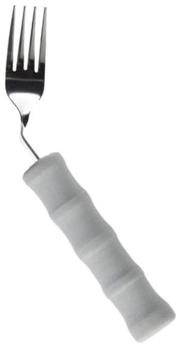 Homecraft Couverts ultra légers et compacts pour personnes ayant une force de préhension limitée (fourchette, cuillère à soupe, cuillère à café, couteau, couteau courbé) (fourchette incurvée pour