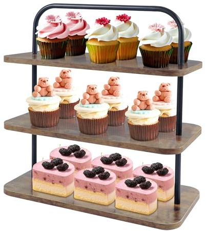 Cupcake Stand, 3 Tier Wood Cupcake Stand for 50 Cupcakes, Large Rustic Cupcake Tower Stand, Tiered Tray Stand for Dessert Table, Cupcake Display Stand for Party Wedding Birthday