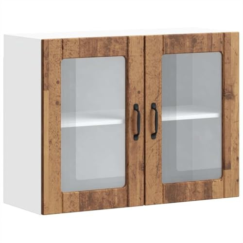 vidaXL Küchen-Hängeschrank mit Glastür Altholz-Optik Holzwerkstoff