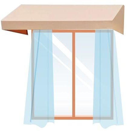 GOCHUSX Tendalino per Porta Finestra, Tenda da Esterno Fissa, Riparo Parasole in Poliestere con Protezione UV per Giardino, Cortile, Facile da Installare(70x45x45cm)