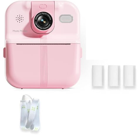 Tuesoa Kids Camera Instant Print 1080P HD Children Digital Camera for Boy Girl Toy Thermal Print Small Camcorder 64G Pink
