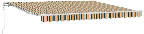 IKAYAA Tenda Retrattile elettrica Tenda da Sole 400x300 Tenda Retrattile Automatica Resistente ai Raggi UV con elecomando manovella-Verde e giallo-400 x 300 cm