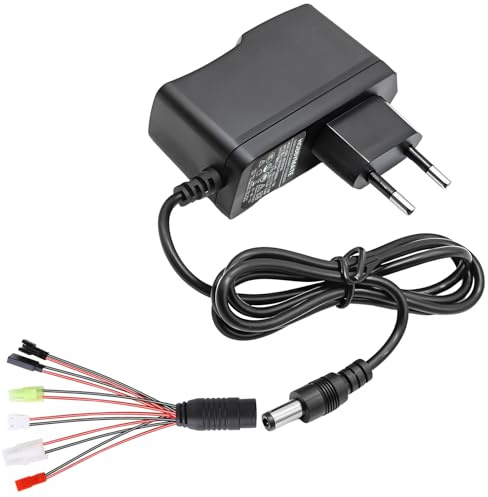 Intelligentes RC Ladegerät für 2-10s NIMH/NICD Akkus von Airsoft/RC Auto/Boot/Flugzeug/Drohne, Airsoft Ladegerät mit 5 Universaladaptern (Standard Tamiya, Mini Tamiya, SM 2P, JST, HuanQi, Dupont)