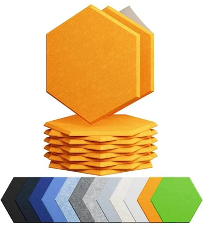 Panneaux Acoustiques Hexagonaux Panneaux insonorisants haute densité, 12 pièces, isolants thermiques, for studio de traitement(Color 1)