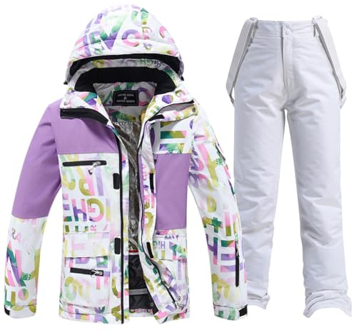 Vhersily 2025 Ensemble de veste de ski et de pantalon pour hommes et femmes, chaud, neige, imperméable, coupe-vent, combinaison de ski respirante pour l'entraînement de gym, pour l'automne et l'hiver