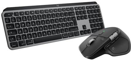 Logitech MX Master 4 for Mac, Ergonomic Bluetooth Mouse with Advanced Performance Haptic Feedback, Ultra-Fast, MacOS, iPadOS, Windows + MX Keys S for Mac, Wireless Keyboard QWERTY UK - Space black