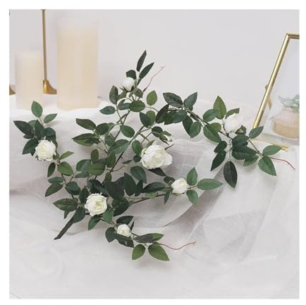 Fleurs artificielles suspendues Lot de 4 guirlandes Roses artificielles à Suspendre for décoration Chambre, Fausses Plantes, for Toile Fond, for Jardin, Mariage, Arche, Feuilles Lierre(Rose)