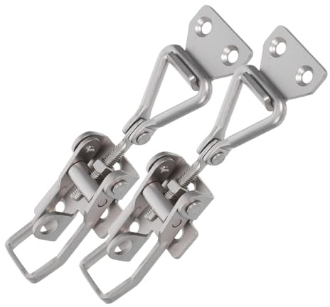 GALPADA Toggle Clamps Heavy Duty Adjustable 2pcs Stainless Steel with Quick Release and Adjustable Length Replacement Latch Hardware for Smoke Doors and Box Luggage Cases