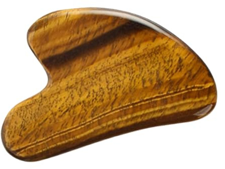 VALICLUD Tigerauge Gua Sha Massagebrett Gesicht und Körper Schabemassagegerät mit Glatten Kanten Hellbraun Fördert Durchblutung und Lymphfluss für Heimmassage und Hautpflege