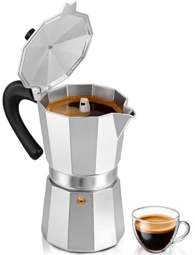 Belly Moka Coffee Maker Stovetop Espresso Maker 14 Cup Aluminum Moka Pot Percolator 23oz 700ml Easy Brewing for Electric Ceramic Stoves Home Camping Italian Cuban Café Classic Silver