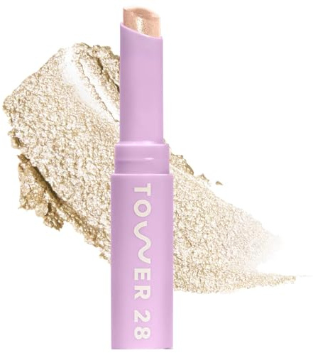 Tower 28 GoGo Cooling Shimmer Eyeshadow Stick - 8-Hour Wear Cream Eyeshadow + Precise Highlighter Stick - Water-Based Eye Makeup for Sensitive Eyes - Microplastic-Free Eye Shadow - Chateau (.09 oz)