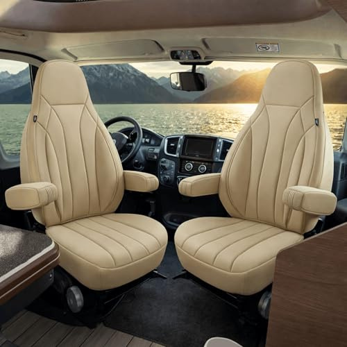 Auto Interieur Meester AIM Sitzbezüge passend Kompatibel FIAT Ducato Wohnmobil 2-teiliges Set für Fahrer & Beifahrer mit Armlehnenbezügen, kompatibel mit Pössl, Knaus, Adria, Carthago u.a CIM201
