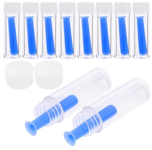 QUMIIRITY Juego de 10 Herramientas para Quitar Lentillas de Silicona Ventosa y Varilla para Lentes Blandas y Duras, Color Azul, Compactas y Portátiles para Cuidado Ocular