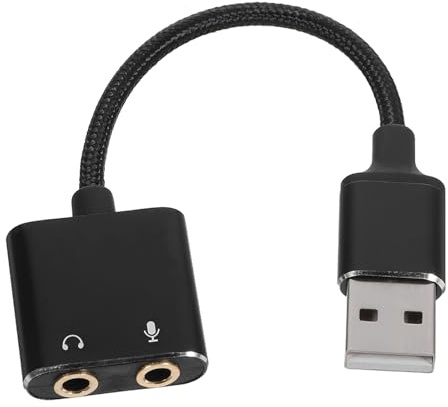 Toddmomy External USB Sound Card Adapter PC Mic Adapter Two-in-one Design Sound Quality Wide Compatibility Black for Phone and Computer