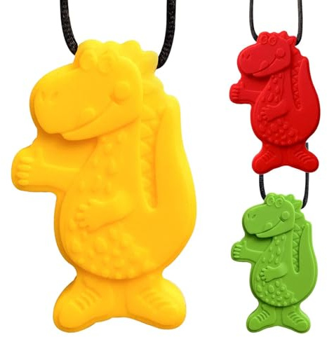 Collares para masticar sensoriales para niños - Joyas de silicona ṕara la | dentición | Colgante de ayuda motora ďe 60 g, juego đe collar d́e masticación sensorial p̀ara autismo y TDAH, collar d̄e