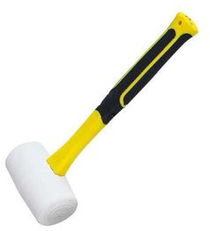 Martello in gomma bianca resistente con manico ergonomico in fibra di vetro, testa resistente agli urti per e amanti del fai da te, mazzetti in gomma, manico in fibra di vetro bianco