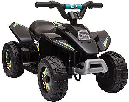 HOMCOM 6V Kids Electric Ride on Car All Terrain Vehicle Toy Quad Bike w/Forward Reverse Functions Toddlers for 18-36 Months Old Black