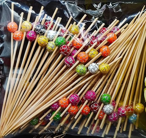 AILEXI Cocktail Sticks 100 Counts Wooden Toothpicks Party Supplies Frill Finger Food Fruits Sandwich Nibbles - Multicolor Football