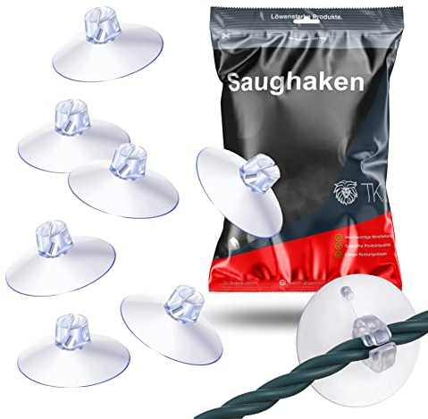TK Gruppe Timo Klingler 20x Lichterketten Saugnäpfe Saughaken - Saugnapfhalter mit Schlitz für Lichterkette Fenster & Scheibe - Haken zur Halterung von zahlreichen Lichterketten