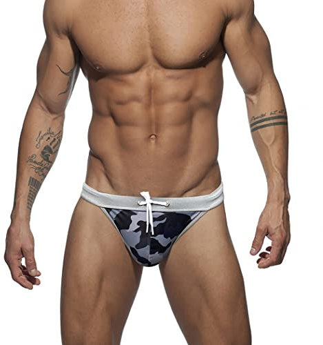 RQPYQF Costume da Bagno Uomo, Costume Mare Uomo Slip Nuoto Piscina, Uomo Slip da Bagno Coulisse Regolabile YK48 Taglia M - XXL (Grigio, M)