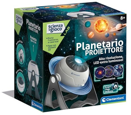 Clementoni Scienza e Gioco Lab - Planetario Proiettore delle Stelle Animato 3D, Gioco Scientifico Bambini 8+ Anni, per Scoprire Sistema Solare e Costellazioni, Made in Italy, Lingua Italiana, 19338
