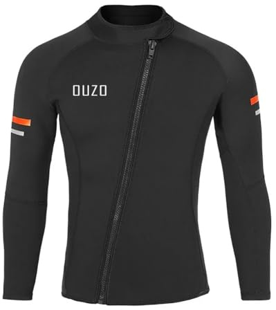 Haut De Combinaison en NéOprèNe De 1,5Mm pour Hommes Et Femmes, Veste de Combinaison avec Fermeture éClair Avant, Garde au Chaud pour la PlongéE, Le Surf, Le Kayak,Men,XXL