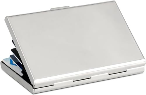 BARGAIN4ALL Kreditkartenetui, Metallhülle, RFID-geschützt, Kreditkartenhalter, 6 Steckplätze, Sicherheitskartenhalter für Herren und Damen, silber, Einheitsgröße, Klassisch