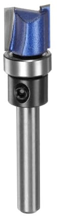 sourcing map Modello Flush Trim Router Bit 1/4 Shank 15/32 Lunghezza di taglio 1/2 Diametro di taglio con cuscinetti superiori Taglio dritto Preciso Lavorazione del legno Fresatura Strumento per il