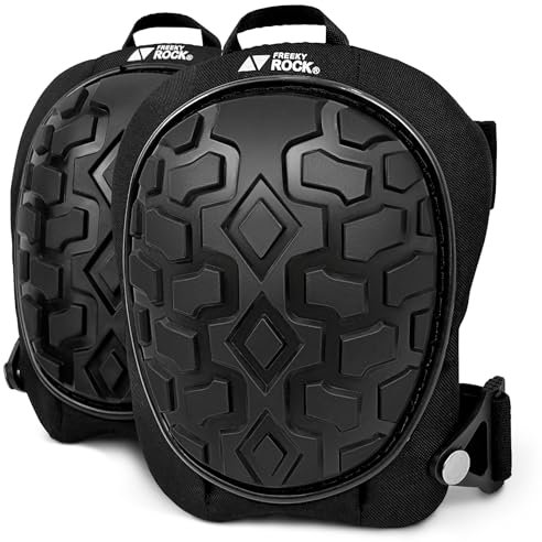 FREEKYROCK Professional Knee Pads for Work Construction with Heavy Duty Cap Foam Padding Gel Cushion Knee Pads for Men, Comfortable Adjustable Strong Strap, Military Grade Rivet for Flooring Gardening